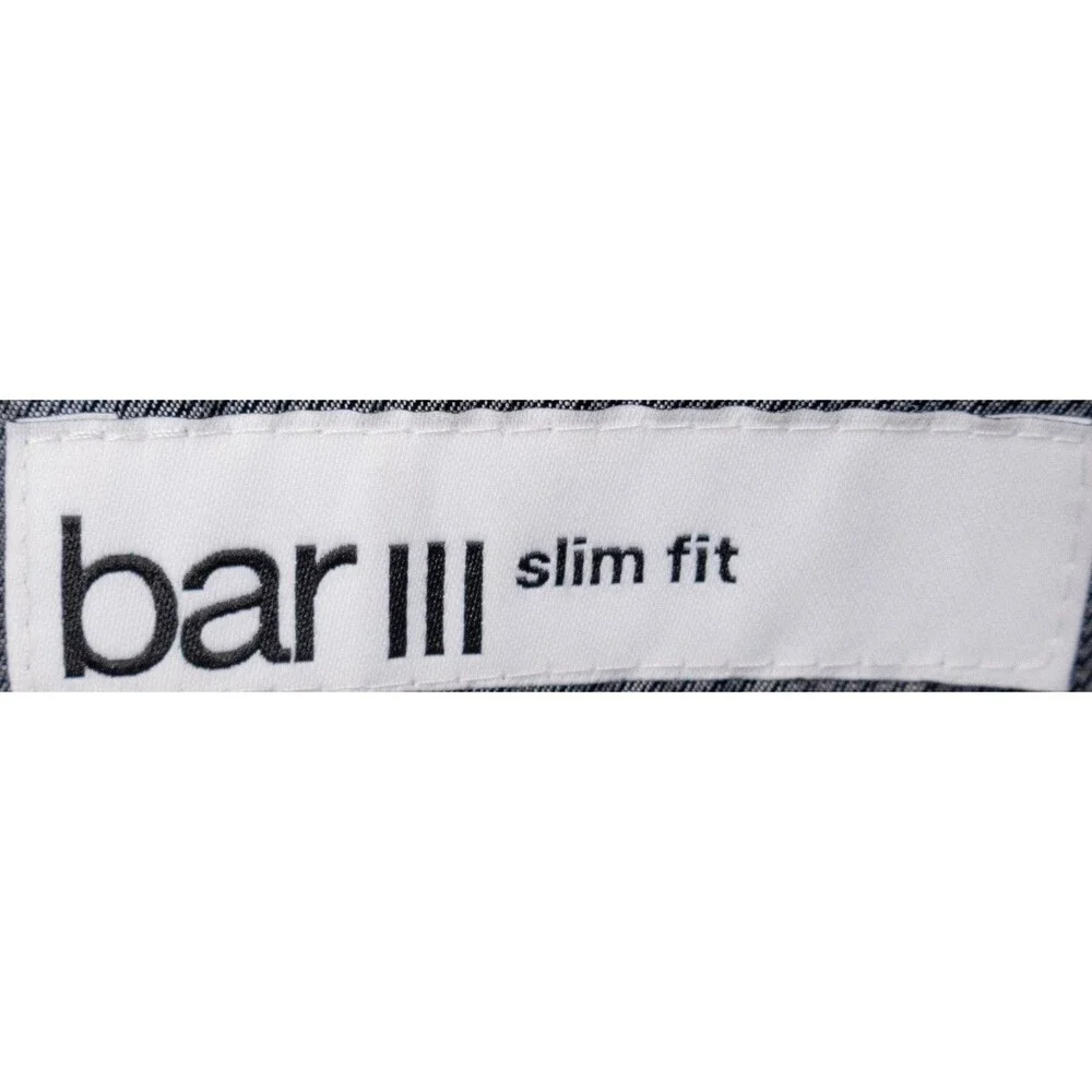 BAR III Blazer Sport Coat Blazer Sz 36S Plaid Gray Poly Blend 2-Button Jacket